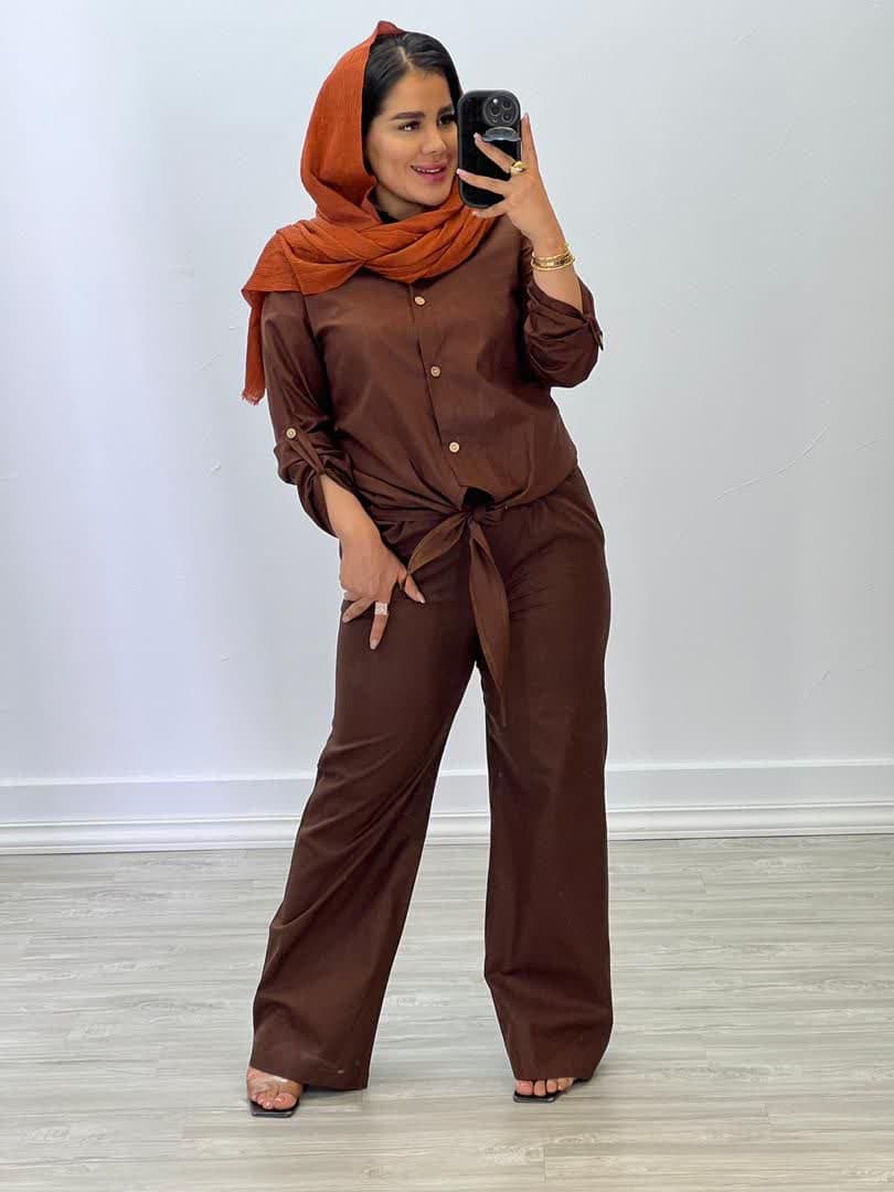 ست شومیز گره ای و شلوار 4897 - 99t