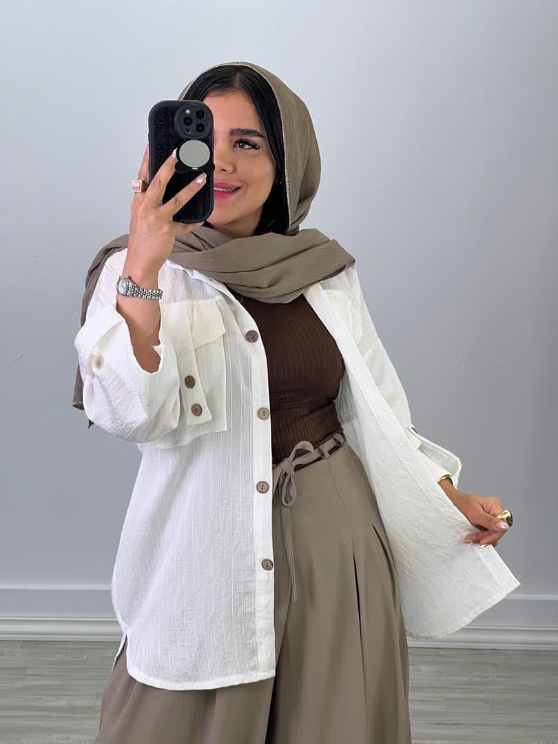 شومیز مانتویی جیب صلیبی 5005 - ug6