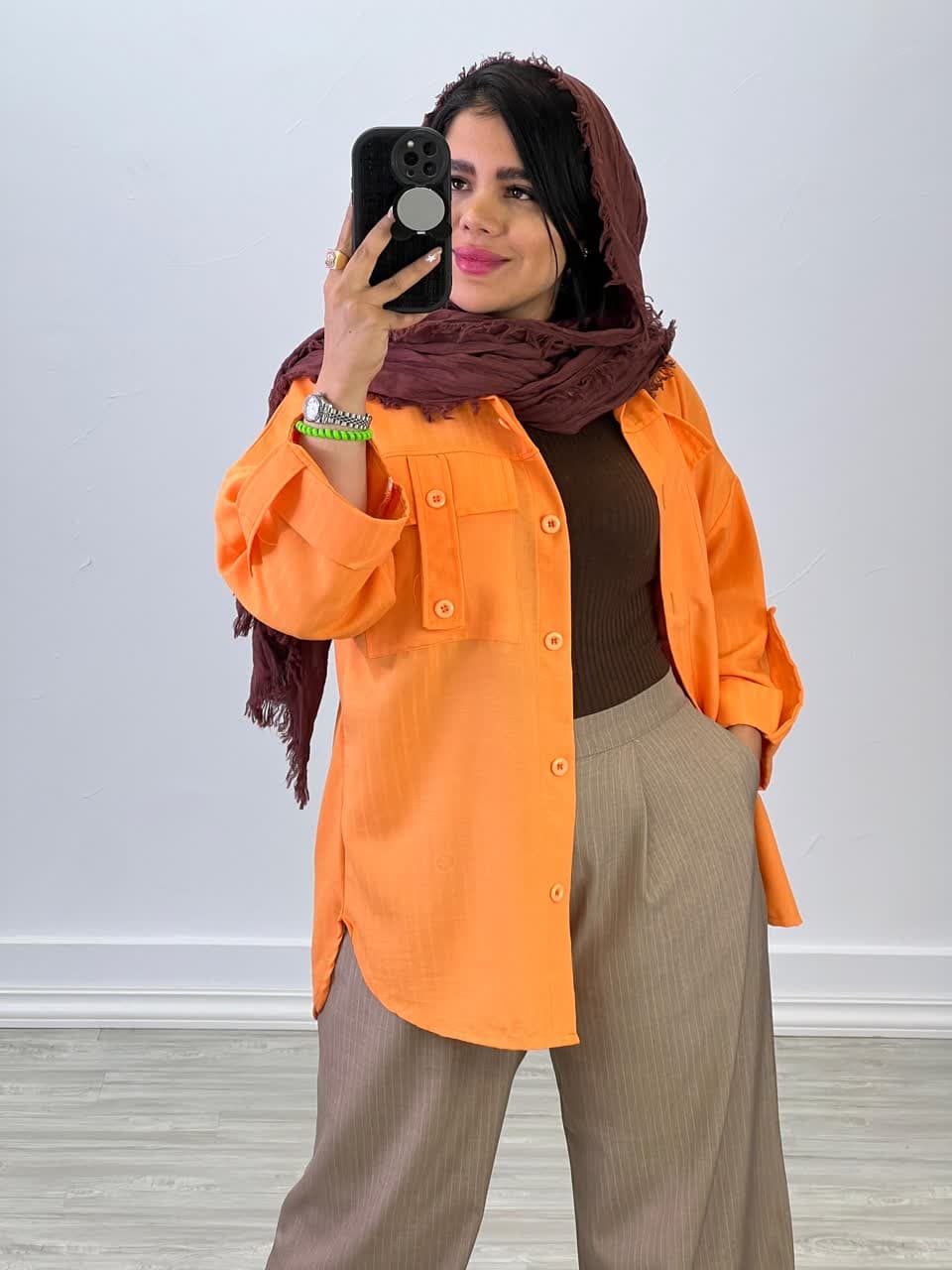 شومیز مانتویی جیب صلیبی مدل 5024 - 00c