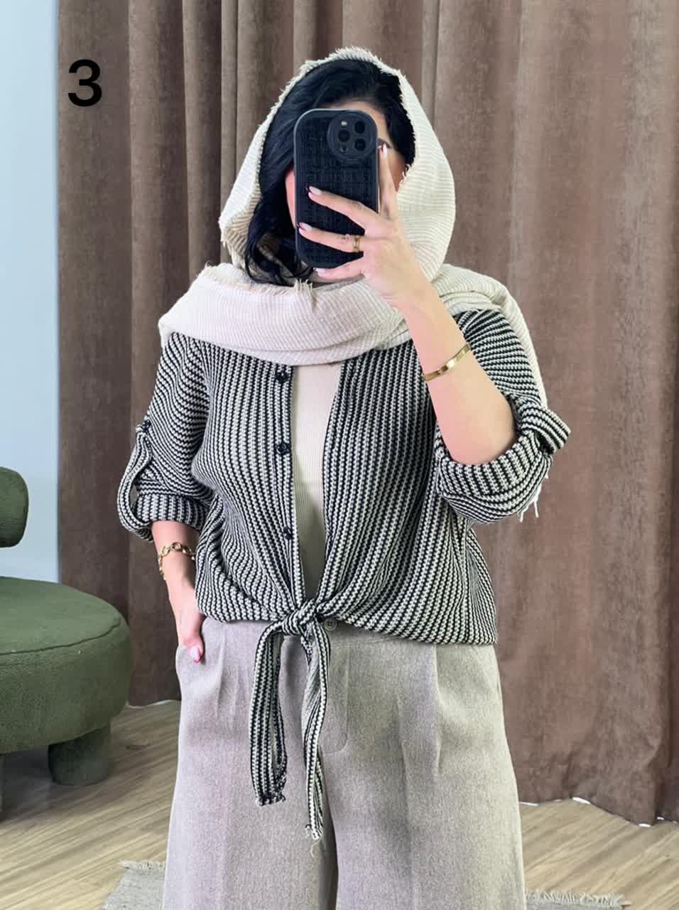 شومیز پاییزه جلو گره ای مدل 5269 - kgj