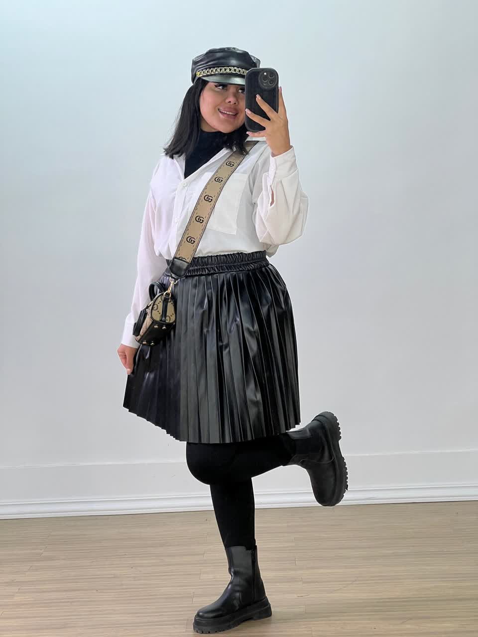 دامن چرم کوتاه مدل 5404 - qy1