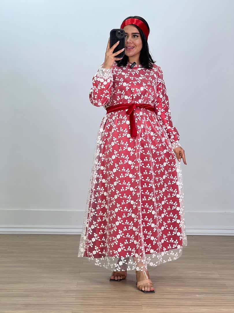 پیراهن تور گلدوزی مدل 5147 - a0t