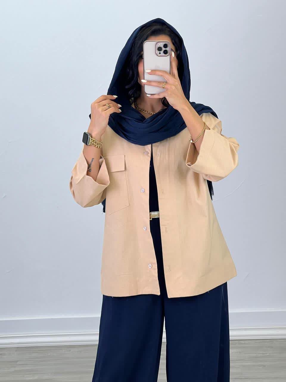 شومیز مانتویی لینن کد 4763 - c3k