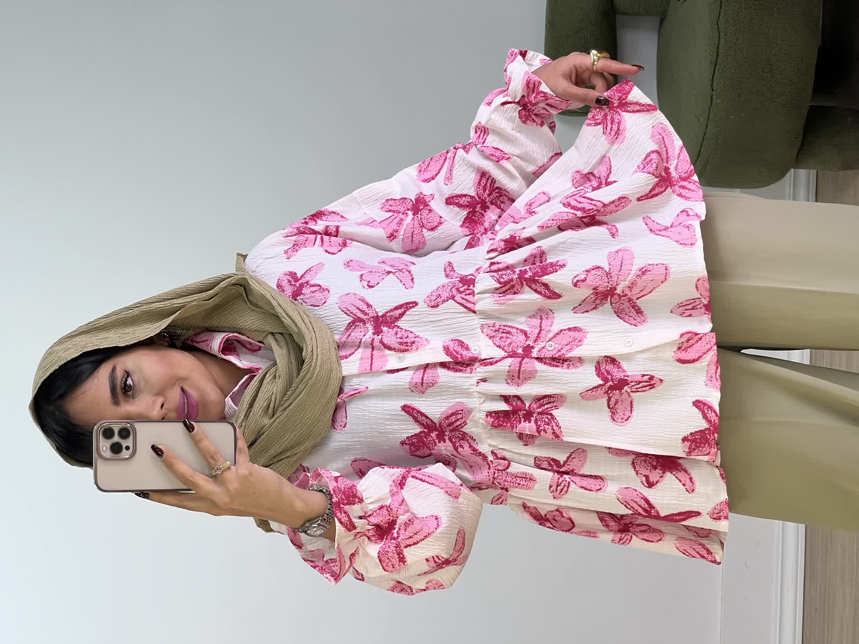 شومیز مانتویی آبرنگی مدل 5507 - l5s