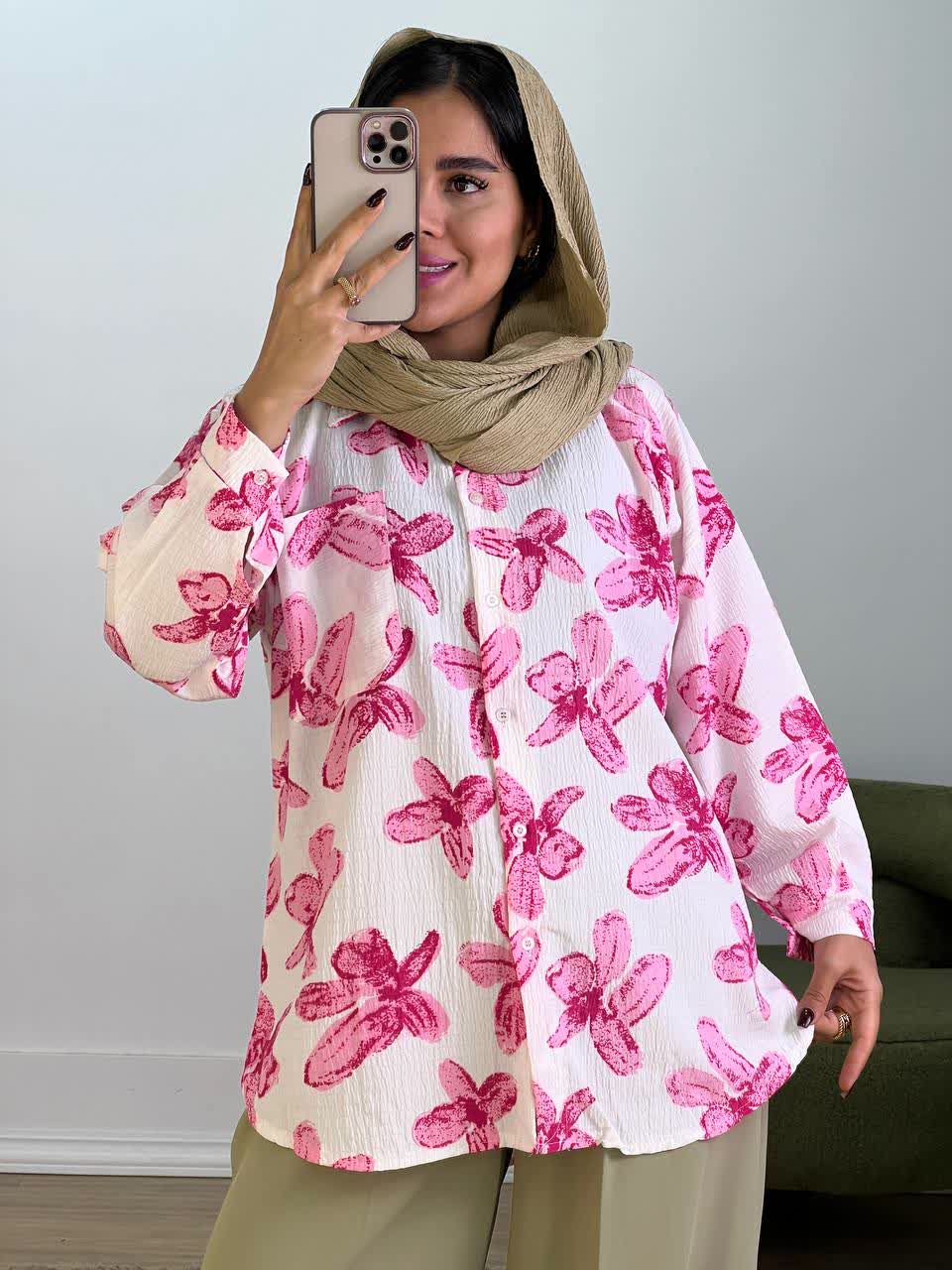 شومیز مانتویی آبرنگی مدل 5513 - 6bi