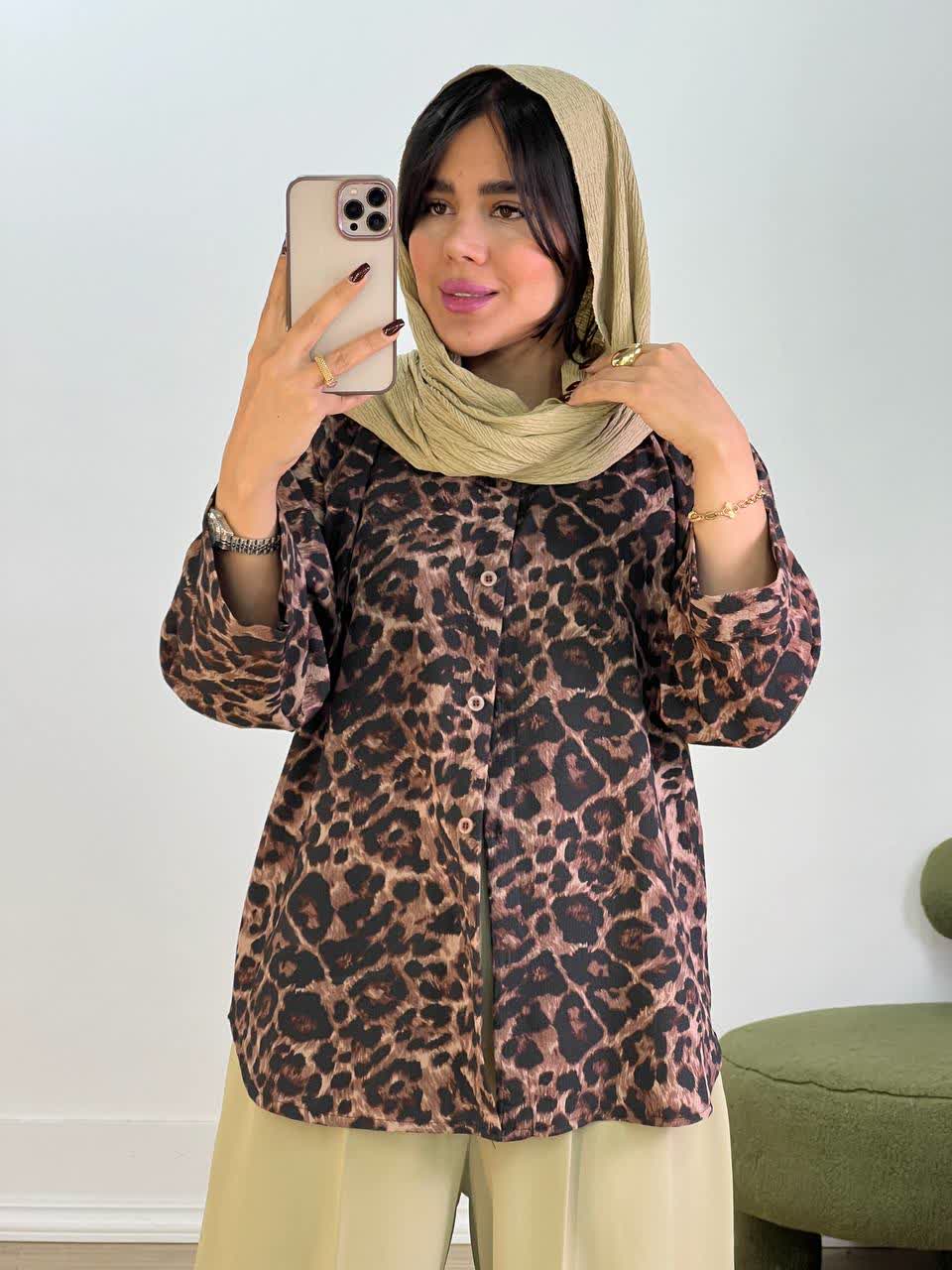 شومیز پلنگی مزونی مدل 5520 - 9p0