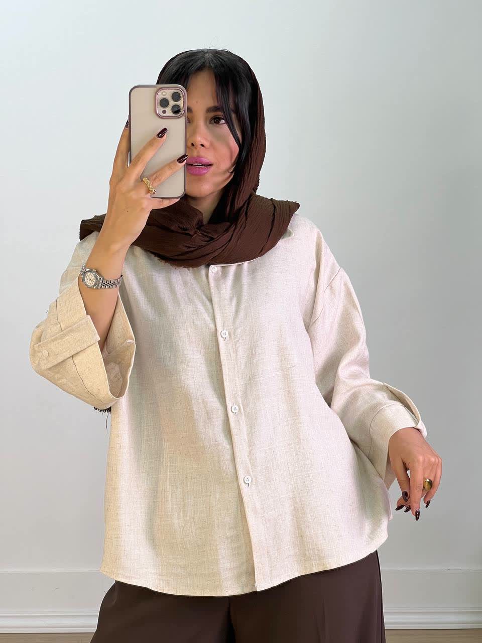 شومیز مانتویی لینن مدل 5546 - nf4