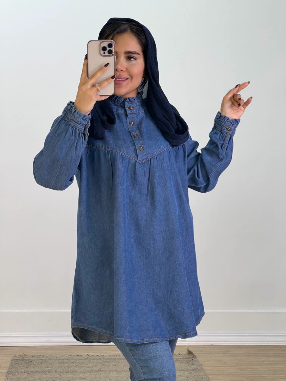 شومیز جین عروسکی مدل 5631 - 43j