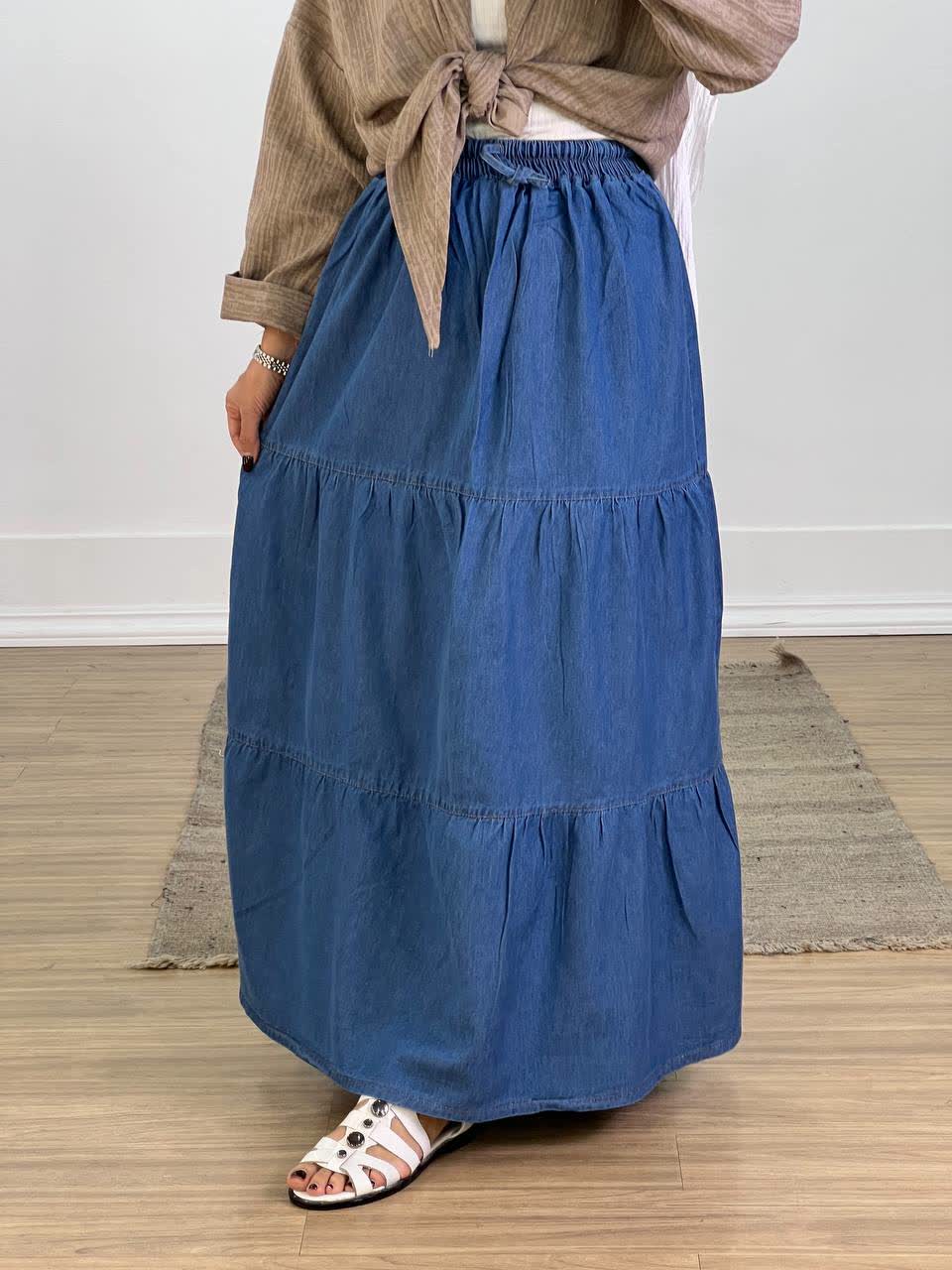 دامن جین طبقه ای مدل 5624 - j1u