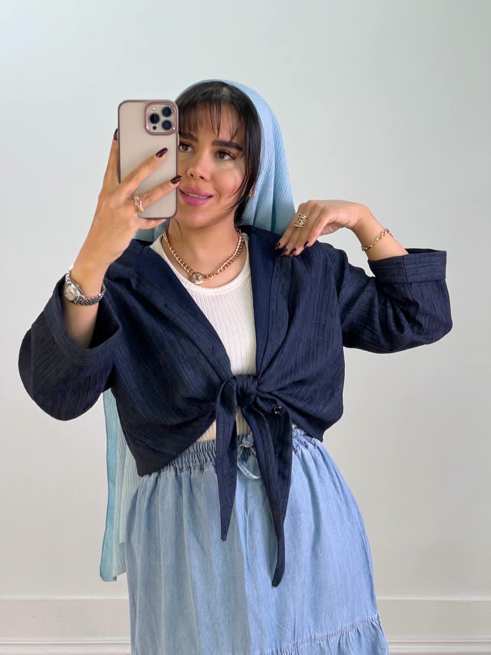 شومیز جلو گره ای مدل 5583 - qme