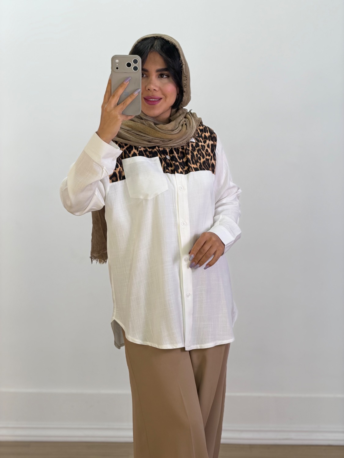 شومیز بهاره پلنگی مدل 5704 - 506