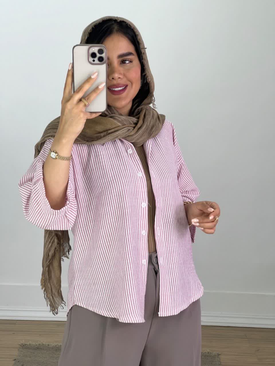 شومیز باکسی راه راه مدل 5749 - iqu