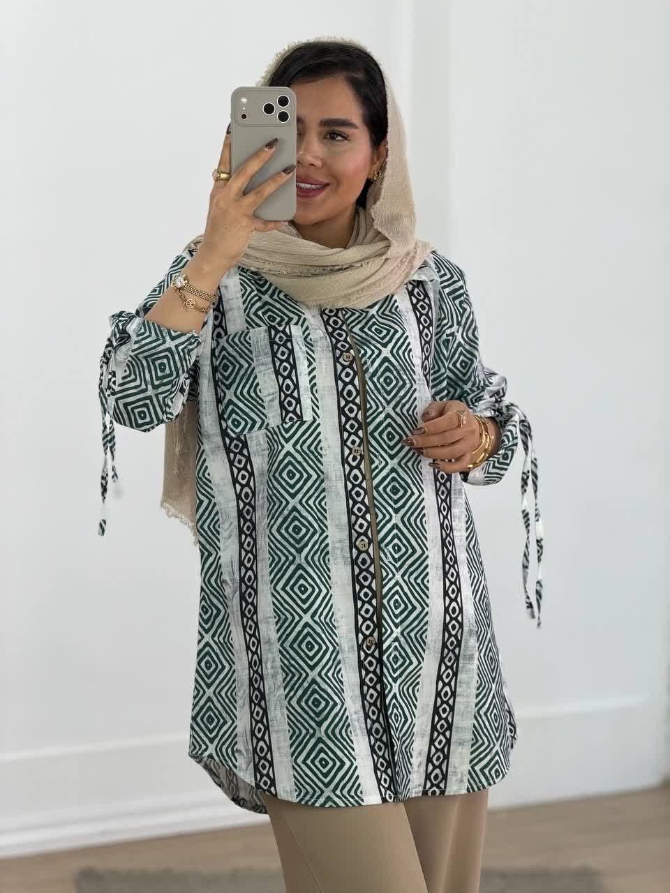شومیز طرح دار مدل 5907 - dxz