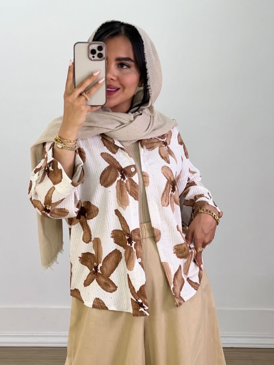 شومیز طرحدار فول نگین مدل 5723 - qlq