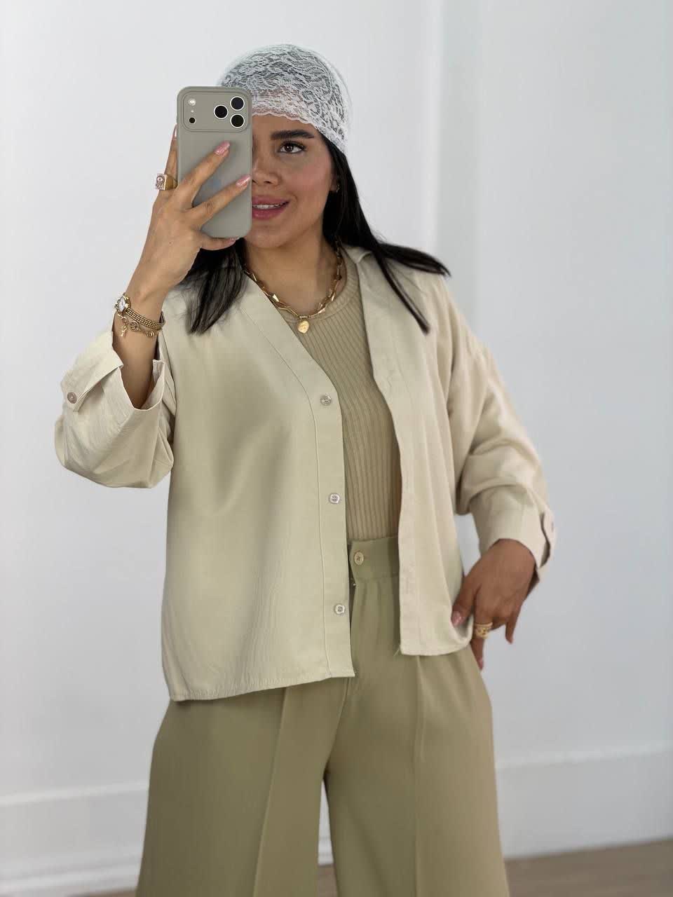 شومیز  آستین پاکتی سیلک  مدل 5959 - x50