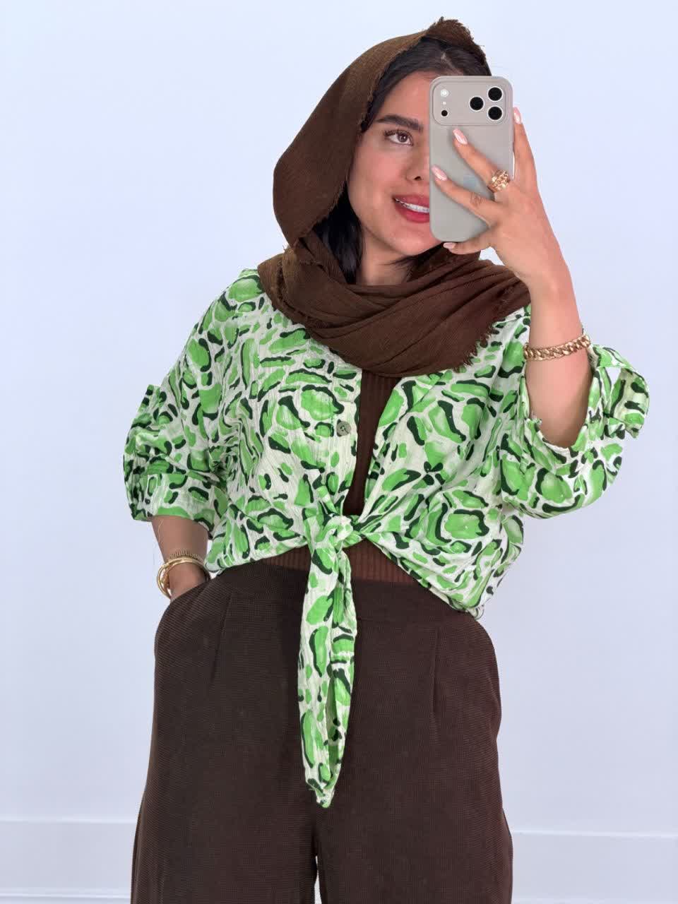 شومیز گره ای فول نگین مدل 5735 - vye