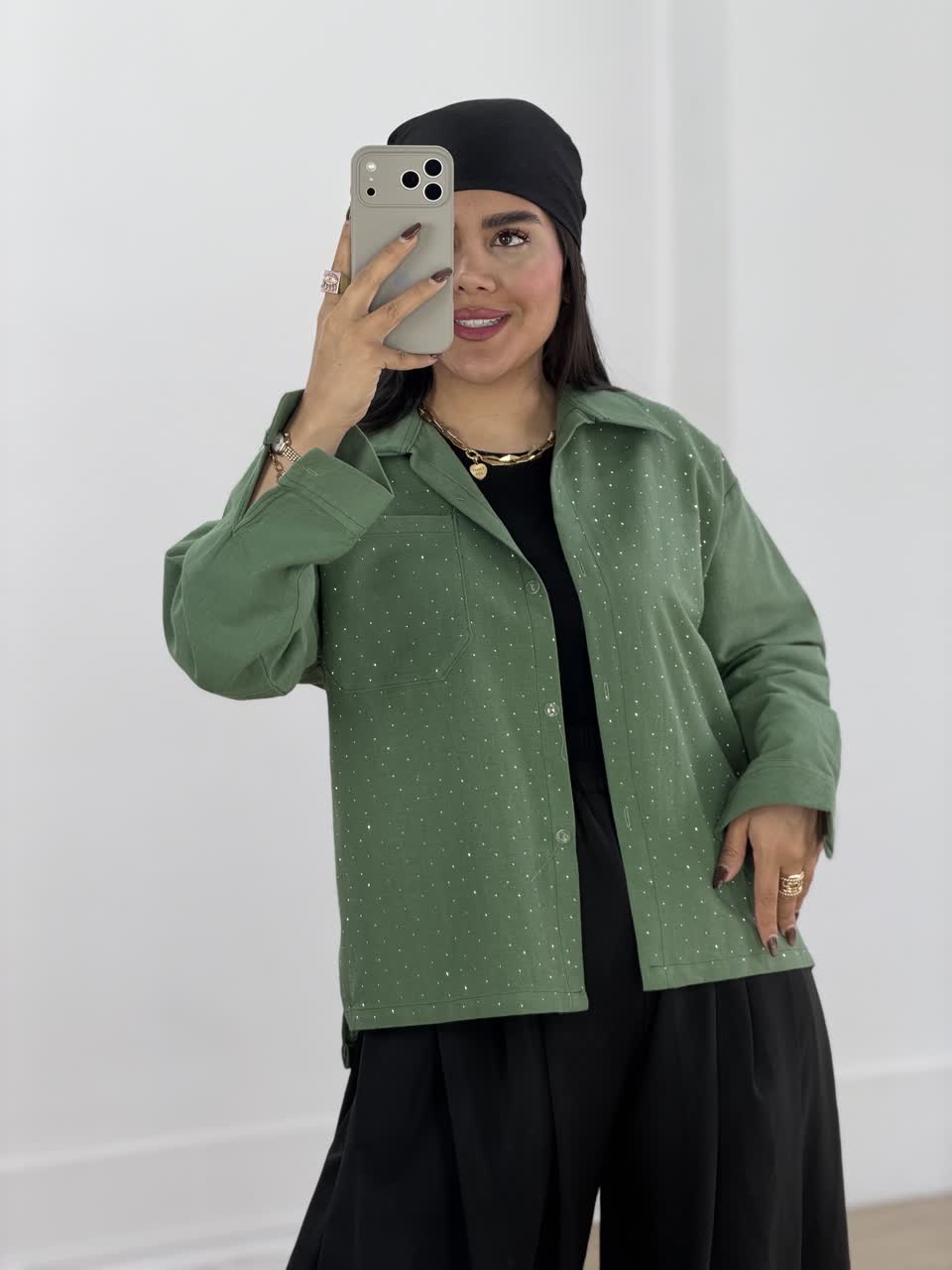 شومیز لینن فول نگین مدل 5878 - l8w