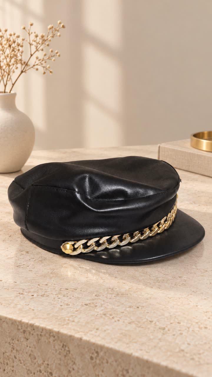 کلاه چرم زنجیری مدل 6161 - 8im